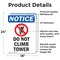 Signmission Do Not Climb Tower Sign With Symbol, 18 in W x Rectangle, Vinyl Decal OS-2PACK-NS-D-1824-V-11124 - alternate 2